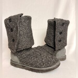 UGG Australia Classic Cardy Knit Tall Gray Sweater Boots Womens 7 UK 5.5 EU 38